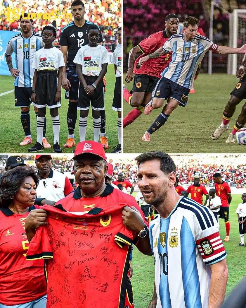 Messi vừa ghi bàn và kiến tạo trong trận giao hữu với Angola